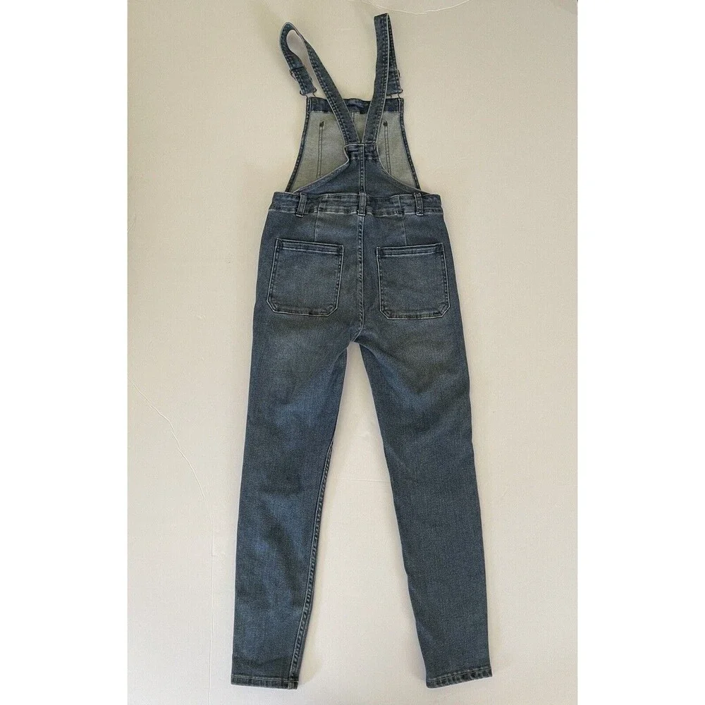 Free People Distressed Blue Denim Overalls Medium‎ Wash Size 26